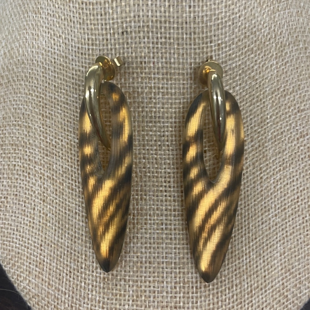 NWOT Alexis Bittar Animal Print Lucite Dangle Earrings - Picture 2 of 6